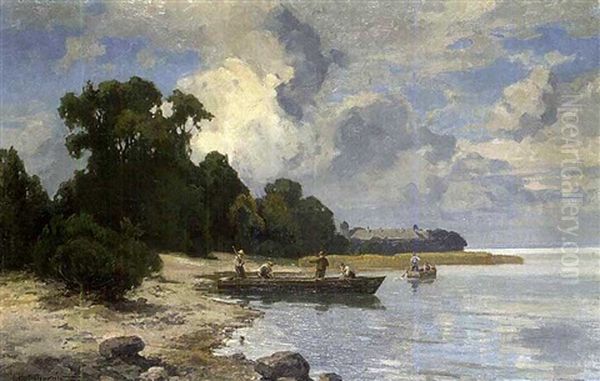 Partie Am Chiemsee Mit Blick Auf Frauenchiemsee Oil Painting by Willy Moralt