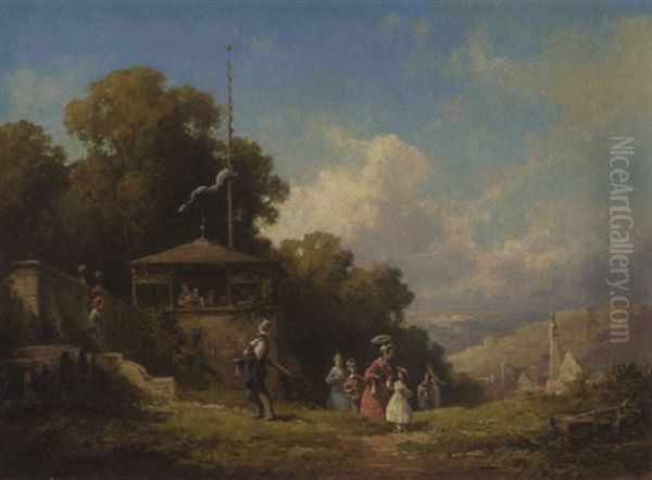 Sonntagsausflug Der Familie Biedermeier Oil Painting by Willy Moralt