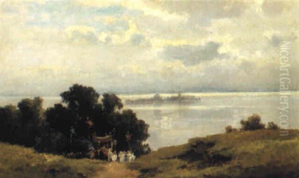 Fronleichnamsprozession Am Chiemsee Oil Painting by Willy Moralt