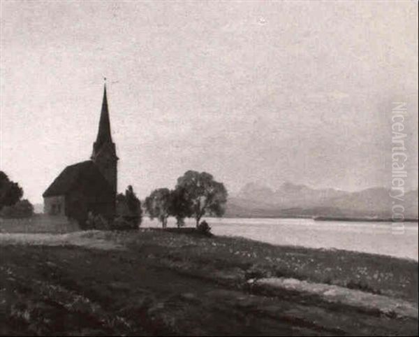 Fruhlingsmorgen In Gstadt Am Chiemsee Oil Painting by Willy Moralt