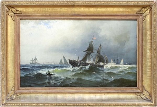 A Ship In Distress Oil Painting by Edward Moran