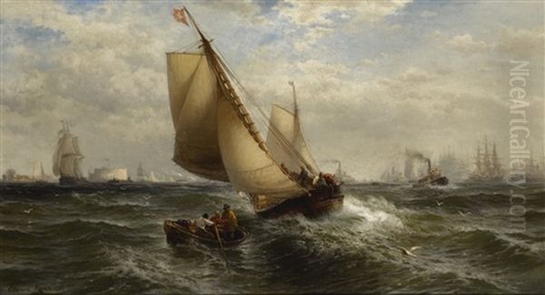 New York Bay Oil Painting by Edward Moran