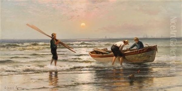 Sunrise On The Coast Oil Painting by Edward Moran