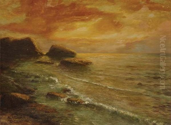 Ocean Sunset Oil Painting by Edward Moran