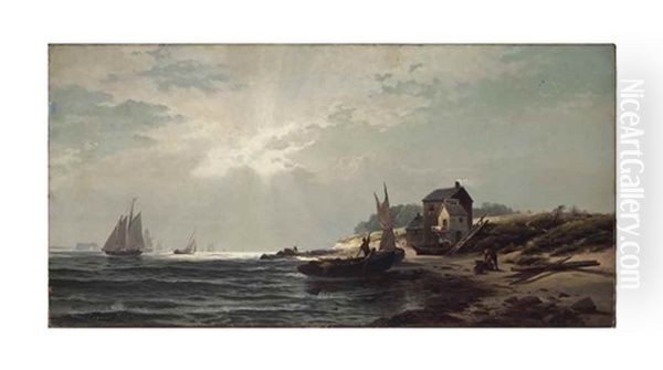 Morning On Staten Island Shore Oil Painting by Edward Moran