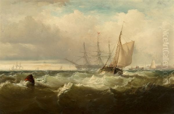 Storm Off New Castle, Delaware Oil Painting by Edward Moran