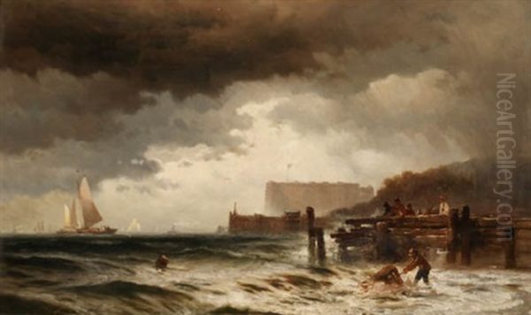 Coastal Scene Oil Painting by Edward Moran