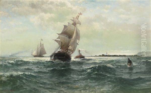 Off Atlantic Shore, Highlands Oil Painting by Edward Moran