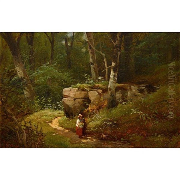 Strolling In The Woods, Along The Wissahickon Oil Painting by Edward Moran