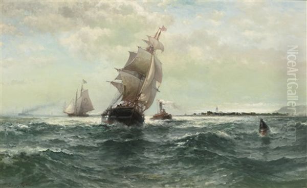 Off Atlantic Shore, Highlands Oil Painting by Edward Moran