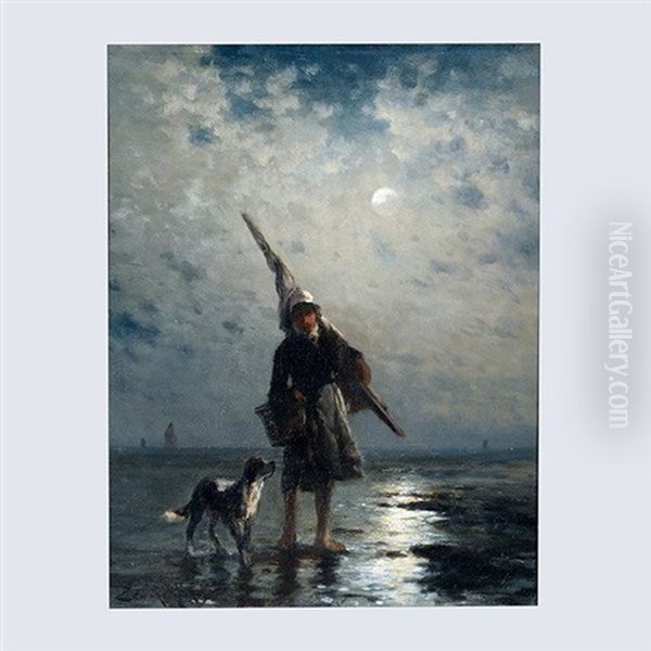 The Young Fisherman Oil Painting by Edward Moran