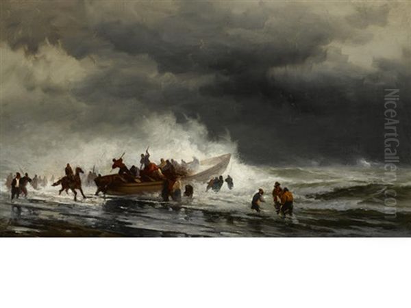 A Stormy Departure Oil Painting by Edward Moran