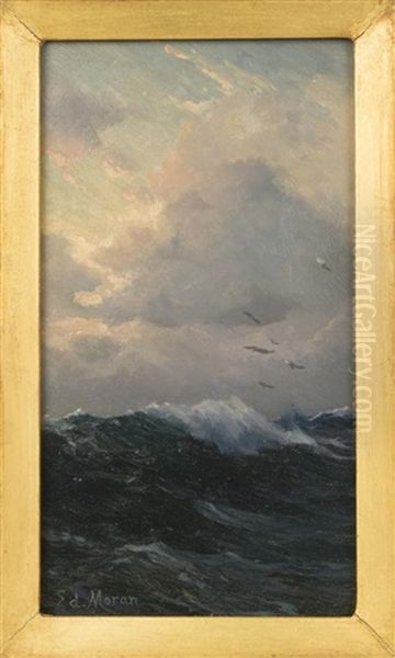 Cloudy Seascape Oil Painting by Edward Moran