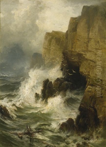 Cliffs In A Storm by Edward Moran