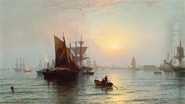 Summer Morning, New York Bay Oil Painting by Edward Moran