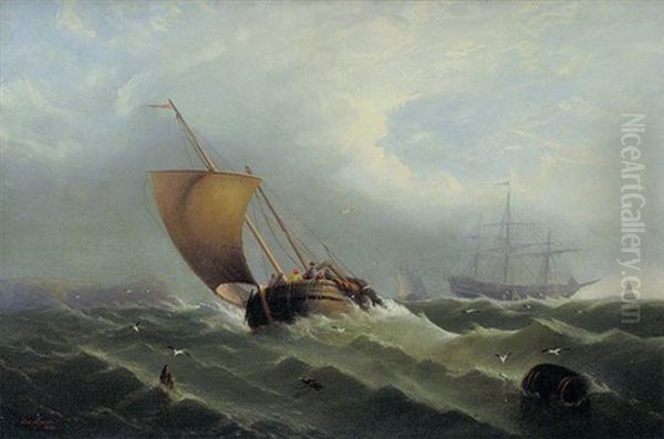 A Shipwreck Oil Painting by Edward Moran