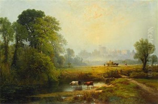 Windsor Castle From Datchet Meade Oil Painting by Edward Moran