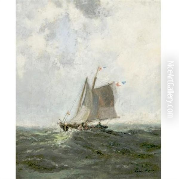 Dutch Fishing Schooner Oil Painting by Edward Moran