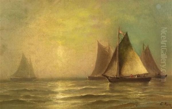 Fishing Fleet Oil Painting by Edward Moran