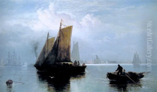 A View Of New York Harbor Oil Painting by Edward Moran