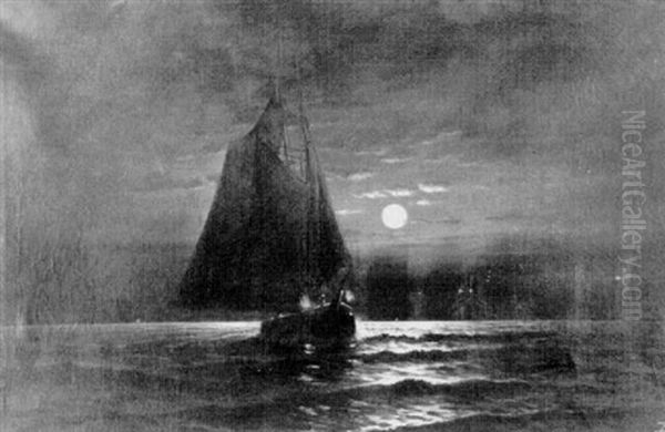 Moonlight Cruise Oil Painting by Edward Moran