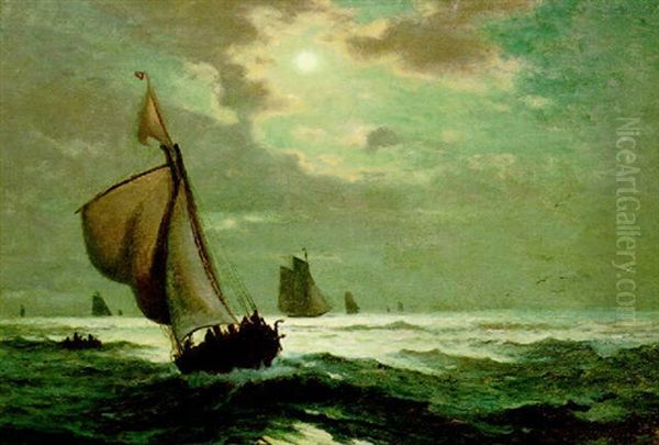 Moonlight At Sea Oil Painting by Edward Moran