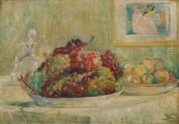 Interno Con Frutta Sul Tavolo Oil Painting by Ida Bidoli Salvagnini