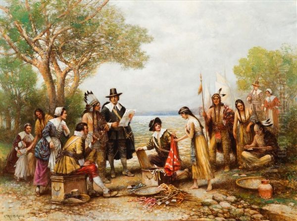 The Purchase Of Manhattan Oil Painting by Edward Percy Moran