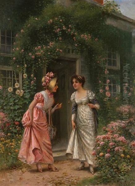 Conversation In The Garden Oil Painting by Edward Percy Moran