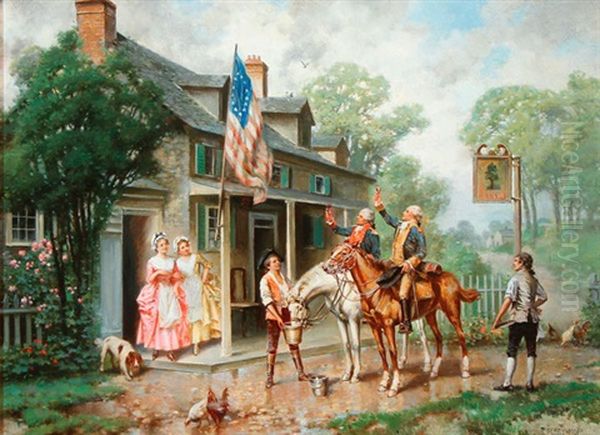 Raising A Toast To The Flag Oil Painting by Edward Percy Moran