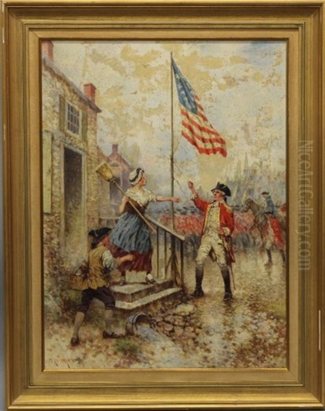 Revolutionary War Scene Oil Painting by Edward Percy Moran