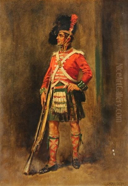 Portrait Of A Scotsman In Military Uniform Oil Painting by Edward Percy Moran