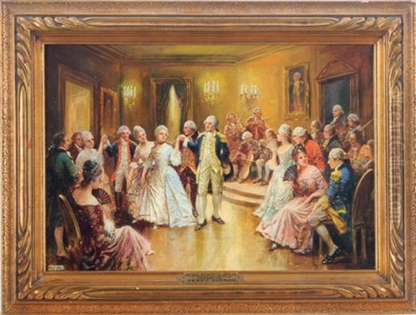 George Washington Dancing The Minuet With Nellie Curtis In His Mt. Vernon Home, Feb. 22nd 1777 Oil Painting by Edward Percy Moran