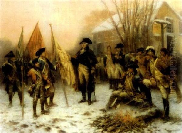 Washington Inspecting The First Captured Battle Flags Oil Painting by Edward Percy Moran