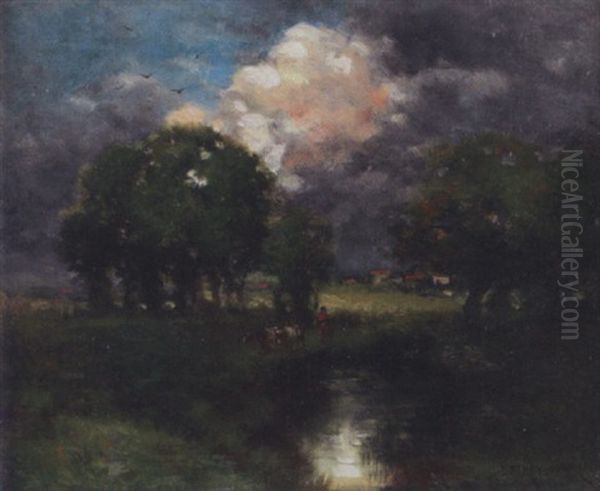 Pastoral Landscape Oil Painting by Edward Percy Moran