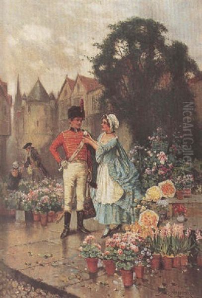 The Flower Market Oil Painting by Edward Percy Moran