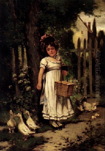 Her Little Friends Oil Painting by Edward Percy Moran