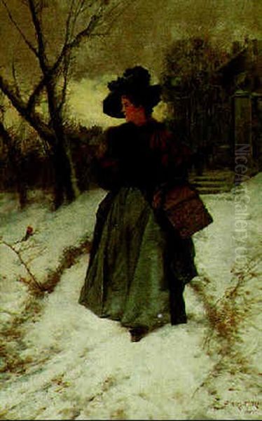 Off To Town In Winter Oil Painting by Edward Percy Moran