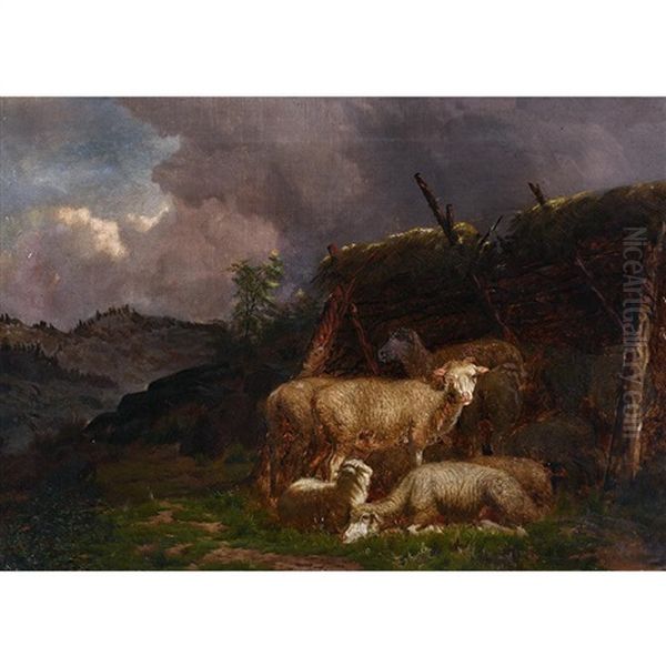 Sheep Oil Painting by Peter Moran