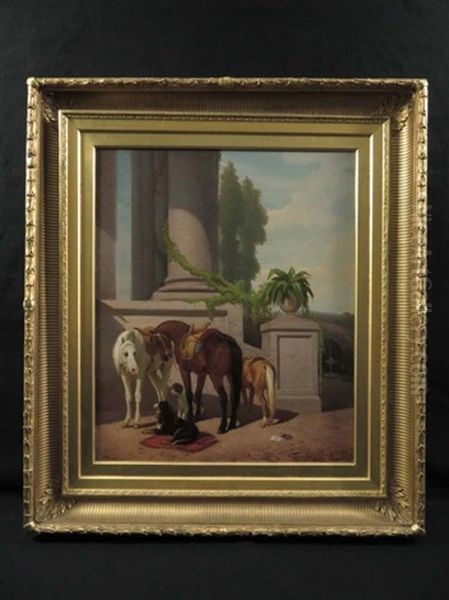 Horses & Dogs Grand House Oil Painting by Peter Moran