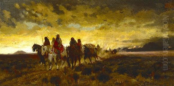 Going To The Hunt, Or On The Trail, Idaho Oil Painting by Peter Moran