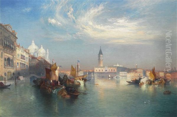 The Entrance To The Grand Canal Oil Painting by Thomas Moran