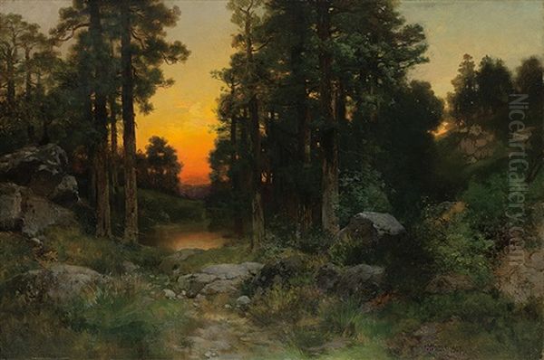 Solitude. The Coconino Forest, Arizona Oil Painting by Thomas Moran