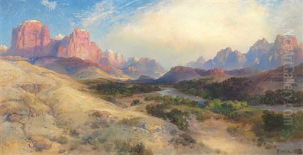 Zion Valley, South Utah Oil Painting by Thomas Moran