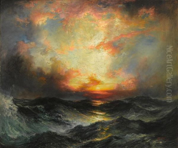 Sunset At Sea Oil Painting by Thomas Moran