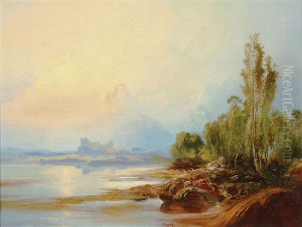 Scottish Highland Scene Oil Painting by Thomas Moran