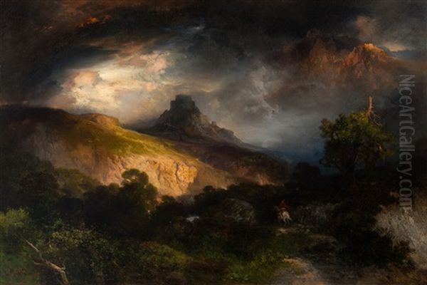 Feudal Castle Oil Painting by Thomas Moran