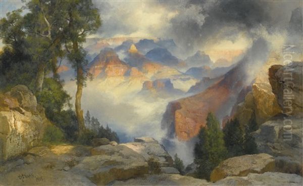 Clouds In The Canyon (grand Canyon) Oil Painting by Thomas Moran