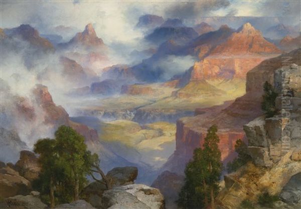 Grand Canyon In Mist Oil Painting by Thomas Moran