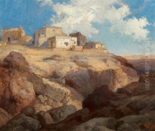 A Bit Of Acoma, New Mexico Oil Painting by Thomas Moran